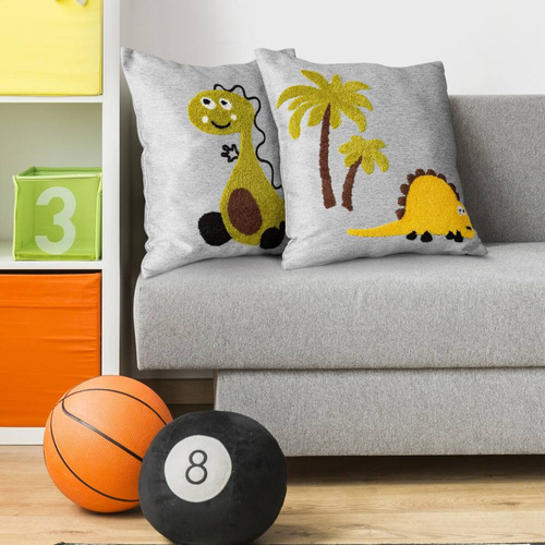 Poszewka dziecięca Dino 1 z dinozaurami Eurofirany stalowy