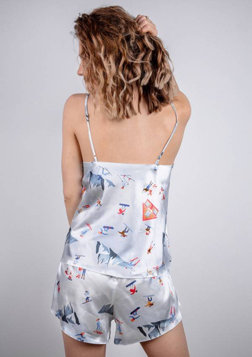 Piżama Damska Satynowa DK-KK DKaren - błękit 015