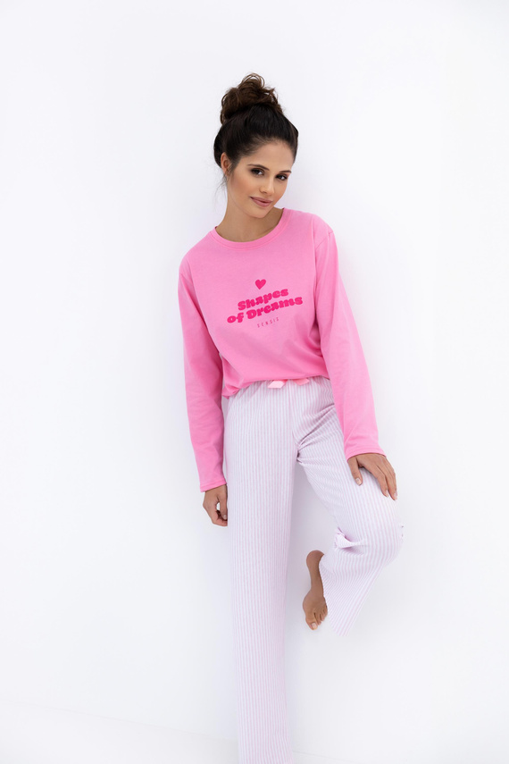 Damska piżama Malaya Sensis – bawełniany komplet z nadrukiem i kokardką