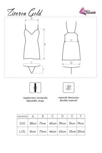 Komplet dwuczęściowy Ziveron Gold LC 90581 LivCo Corsetti Fashion - gold
