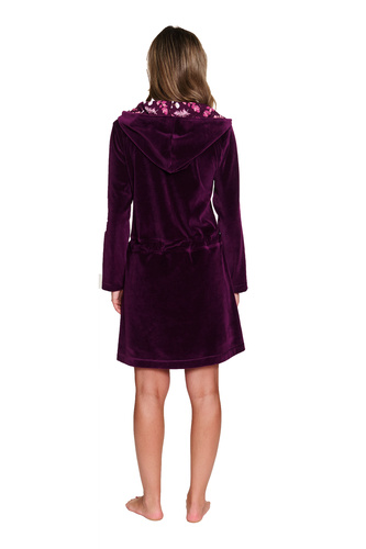 Szlafrok damski Doctor Nap 1008 z kapturem – elegancki fason z weluru bawełnianego