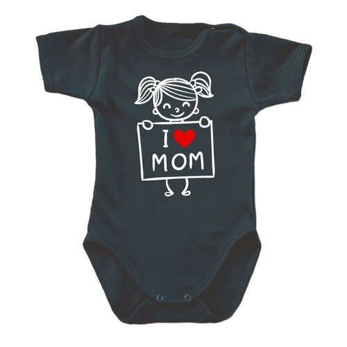 "I LOVE MOM" body krótki rękaw Moocha biały
