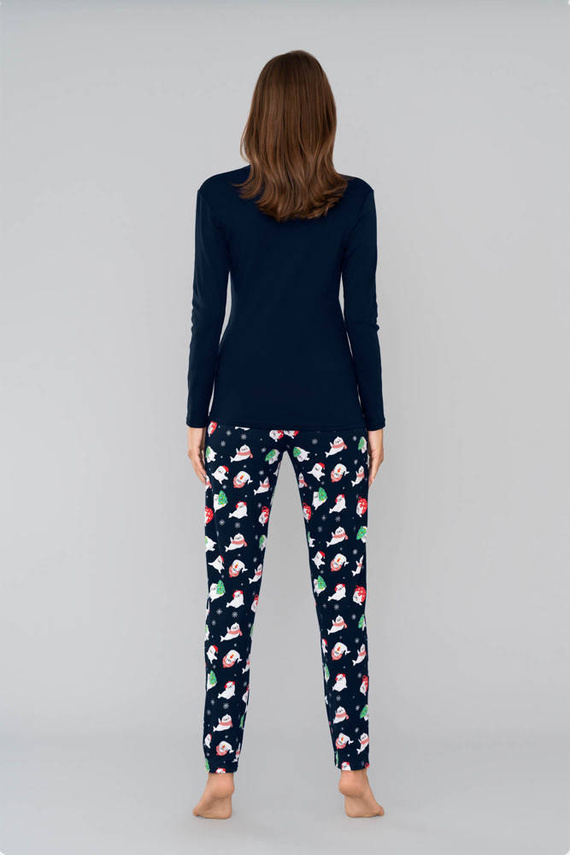 Piżama Damska długi rękaw, długie spodnie Kasjana Italian Fashion- czerwony/druk czerwony