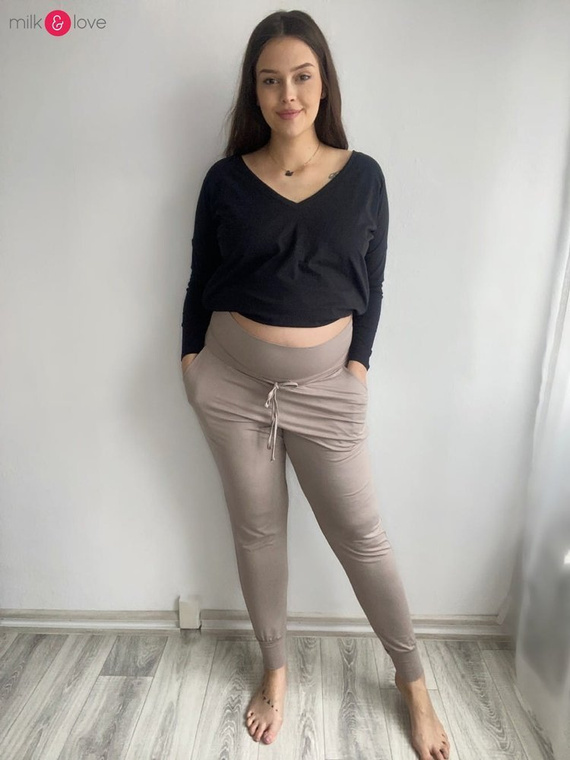 Joggersy spodnie ciążowe Milk&Love beżowy