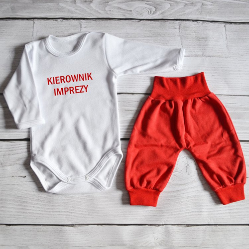 Zestaw body długi rękaw+spodenki "Kierownik imprezy" Moocha niebieski