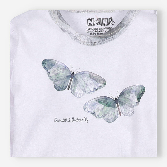Body dla dziewczynki z bawełny organicznej Butterflies Nini biały