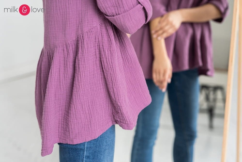 Tunika z muślinu organicznego Mother Nature Milk&Love wrzosowy