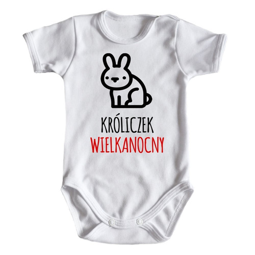 Body krótki rękaw "Króliczek Wielkanocny" Moocha białe
