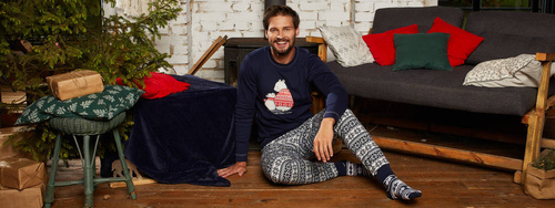 Piżama Męska długi rękaw, długie spodnie Arktyka Italian Fashion - granat