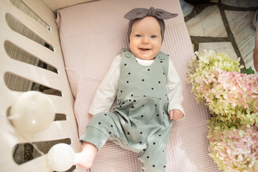 Ogrodniczki niemowlęce Tres Bien Pinokio - mięta druk