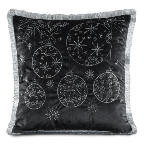 Poszewka świąteczna bombki Chp 115 Eurofirany czarny/srebrny