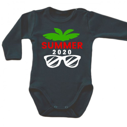 "Wakacje 2020" body długi rękaw Moocha biały