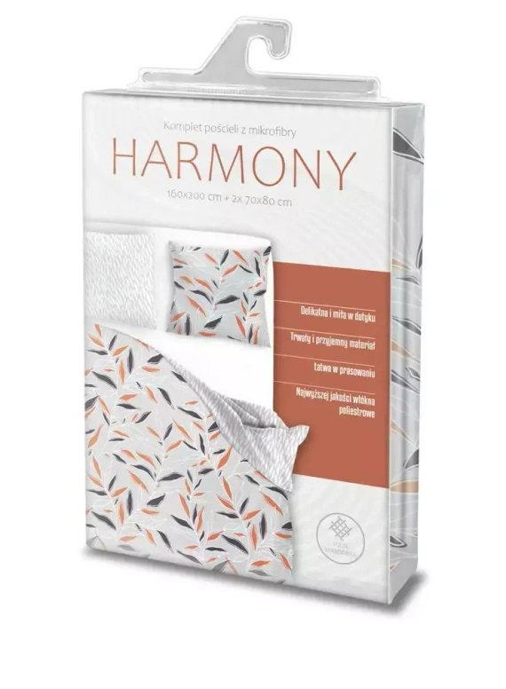 Pościel z mikrofibry Harmony 15 liście Faro szary