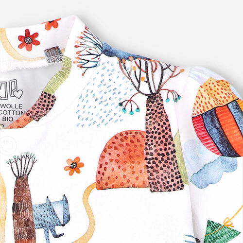 Kaftanik niemowlęcy z bawełny organicznej Kolorowy Las Nini druk