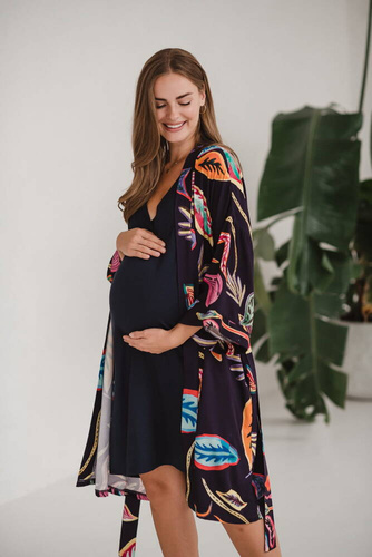 Szlafrok bambusowy Tropical Milk&Love navy 