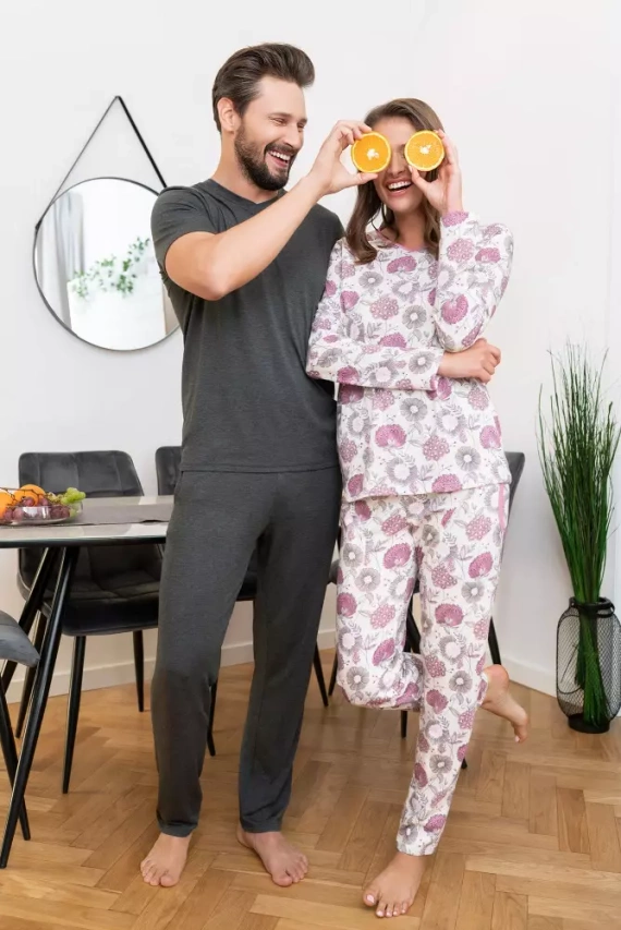 Piżama Damska długi rękaw, spodnie Lobelia Italian Fashion -