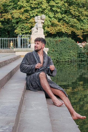 Szlafrok męski 716 Rafael De lafense - grafit