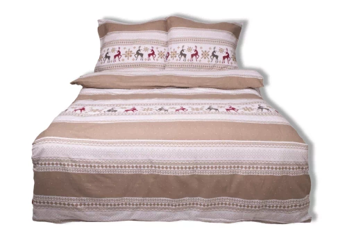 Pościel flanelowa świąteczna renifery F-88 Matex beżowy 