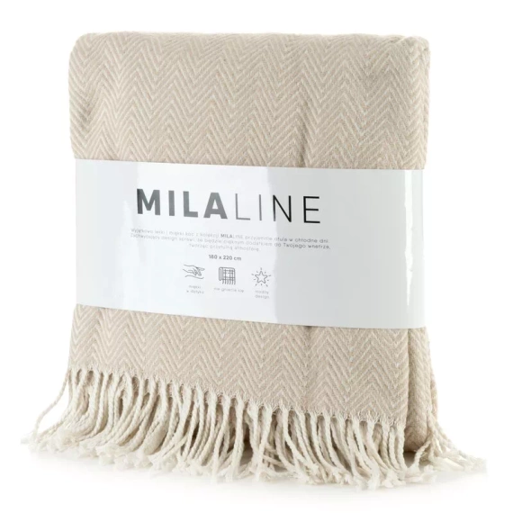 Koc narzuta z frędzlami Pled 7 Eurofirany beżowy