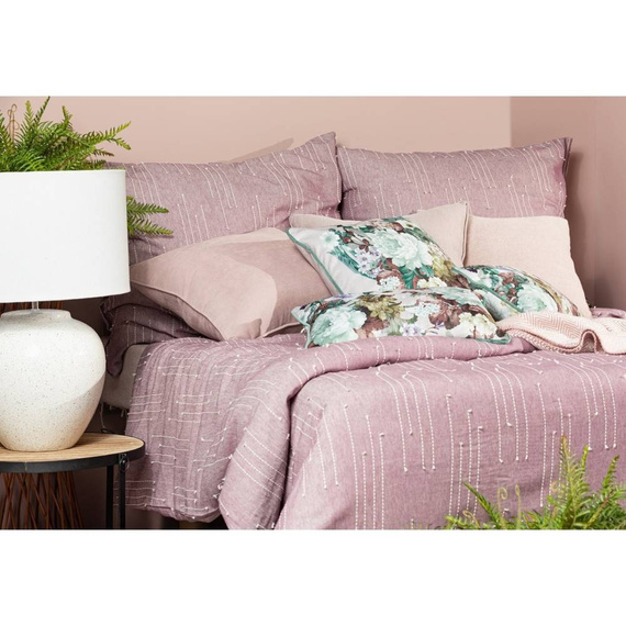 Pościel z bawełny z ozdobnymi przeszyciami Avinion 8 Eurofirany wrzosowy