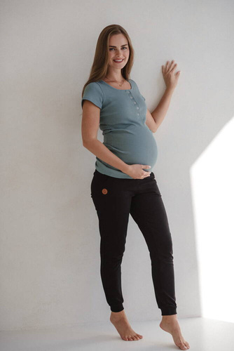 Bluzka ciążowa i do karmienia Tummy z krótkim rękawem Milk&Love patynowa 