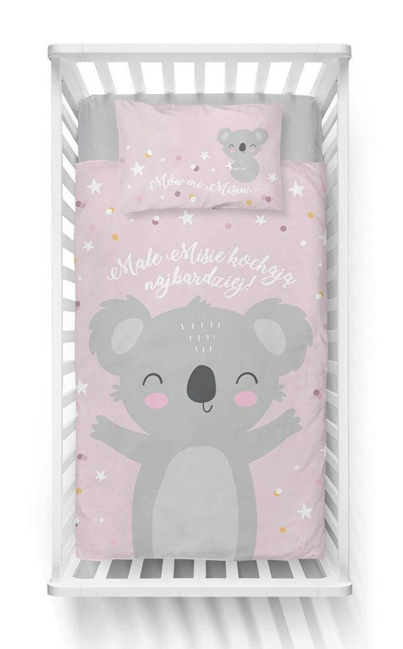 Pościel bawełniana do łóżeczka 3955 B Mayamoo 105 miś koala Detexpol różowy