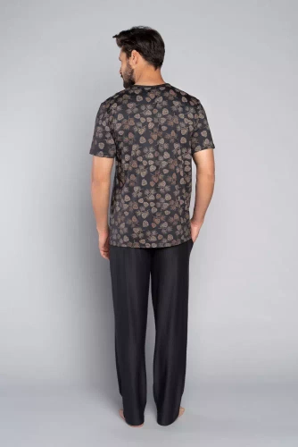 Piżama Męska z krótkim rękawem i spodenkami Pinus Italian Fashion - druk/grafit 