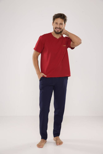 Piżama Męska 624 Kevin De Lafense - bordo- granat