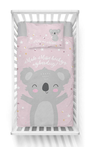 Pościel bawełniana do łóżeczka 3955 B Mayamoo 105 miś koala Detexpol różowy 