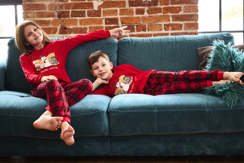 Cornette Winter 593/171, 966/171 – chłopięca piżama świąteczna, czerwona, bawełna