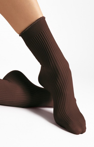 G 1195 Sassy Skarpetki damskie Fiore 40 den chocolate – prążkowane, z połyskiem