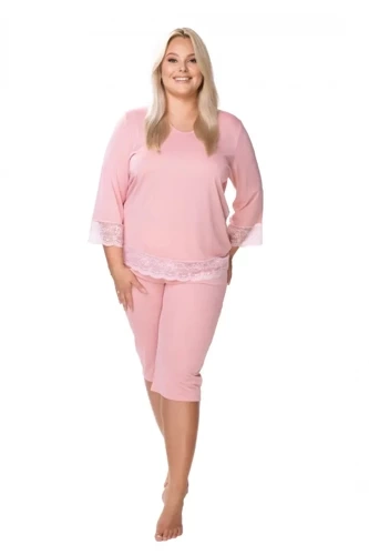 Piżama damska 6355 Peonia Mewa - różowy