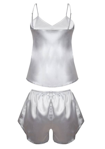 Karen Komplet piżamka damska satyna DKaren - srebrny