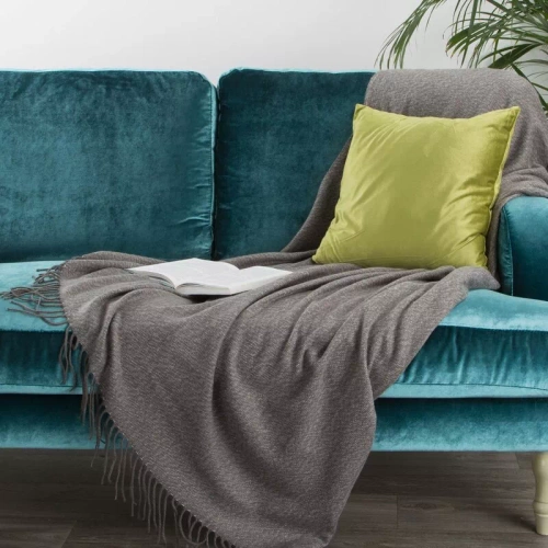 Koc pleciony z frędzlami Akryl 5 Eurofirany stalowy 