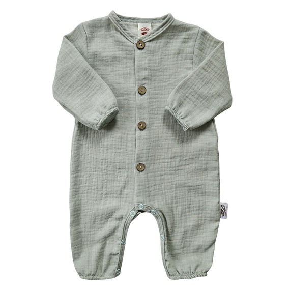 Pajac muślinowy Just Muslin Makoma mint– naturalny komfort, 5 kolorów