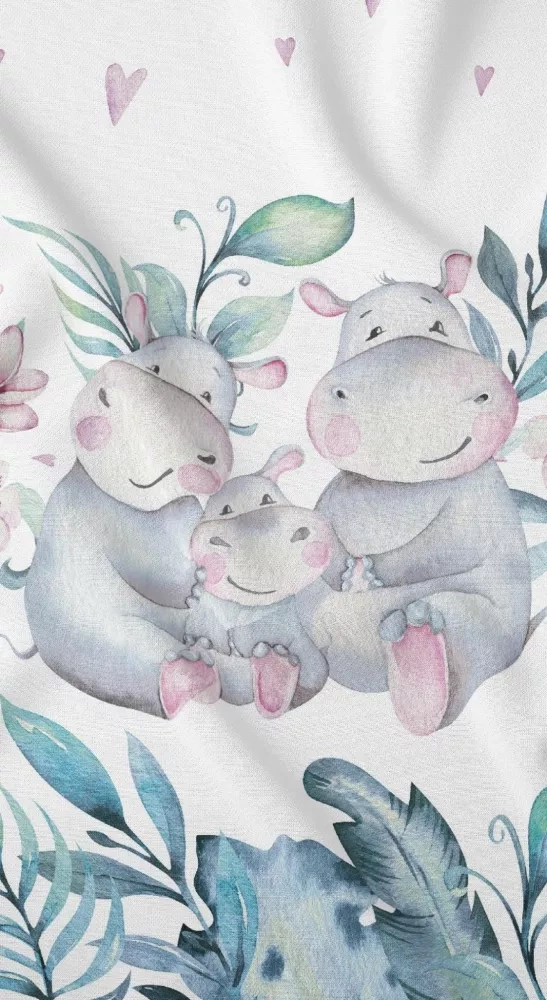 Pościel dziecięca 3292 B Kraina Snów bawełniana hipopotamy Karo