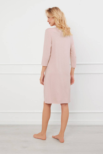 Koszula damska z rękawem 3/4 Puntini Italia Fashion - pudrowy róż 