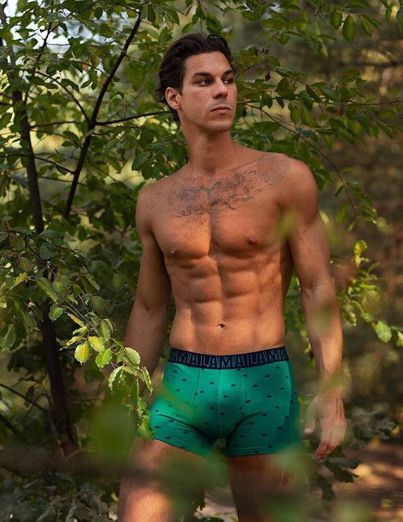 Bokserki męskie M-1056 SZG Lama czerwony zielony