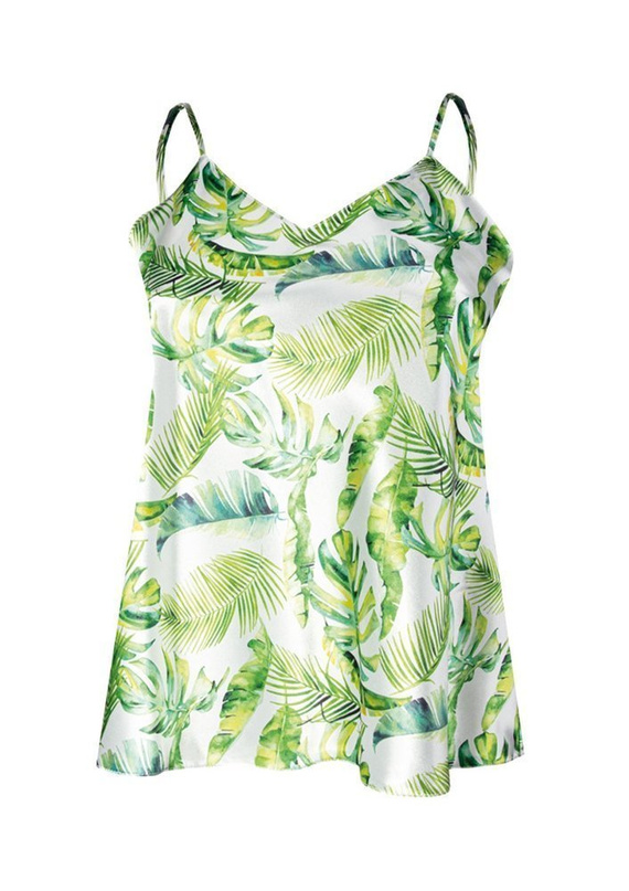 Top damski, wąskie ramiączko Flowers DK-TK DKaren - biały 011