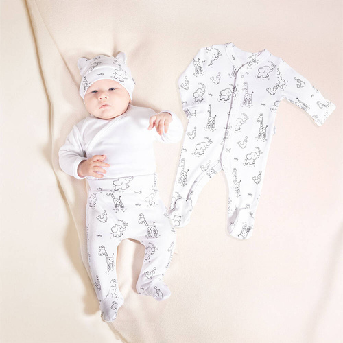 4800 01 Animals Komplet wyprawkowy 4-częściowy nadruk Nicol - biały