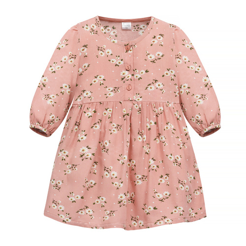 Sukienka z długim rękawem Tres Bien Pinokio - różowe kwiaty 