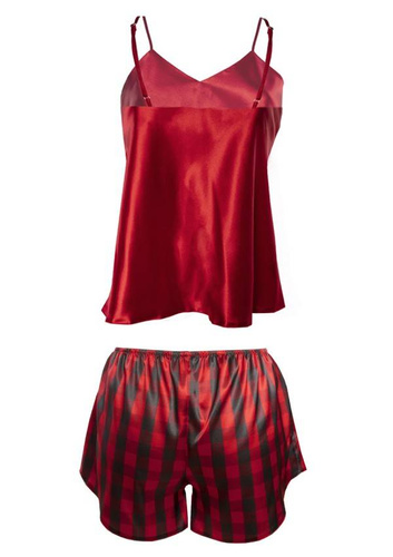 Piżama Damska Satynowa DK-KK DKaren - czerwony 016