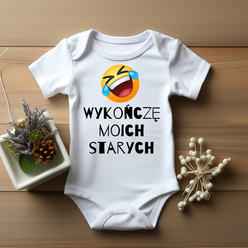 Body "Wykończę moich starych" krótki rękaw Moocha biały