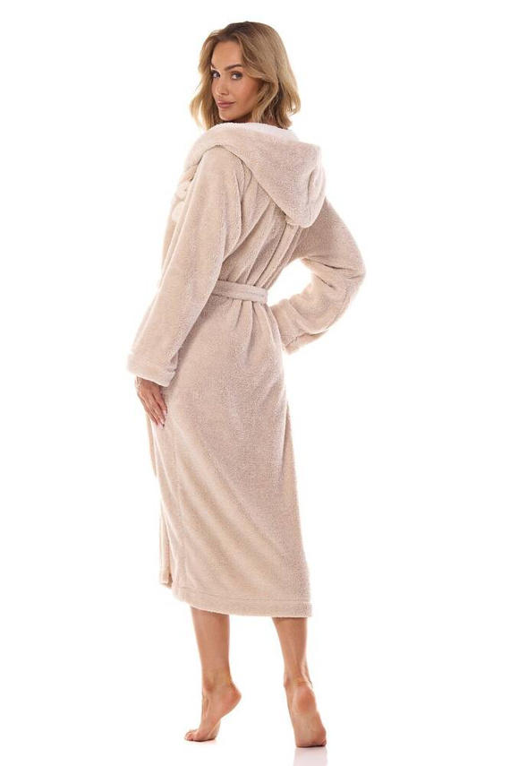 Długi Szlafrok Damski 2410 LV L&L - beżowy