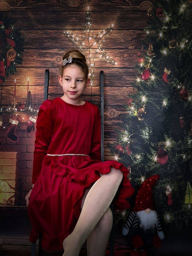 Sukienka welurowa Star Bambarillo czerwony