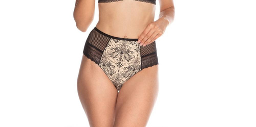 Figi Damskie L-1376 MD A'2 Lama czarny beżowy