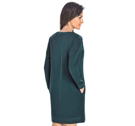 Sukienka z długim rękawem Paula Teyli - zielony butelkowy