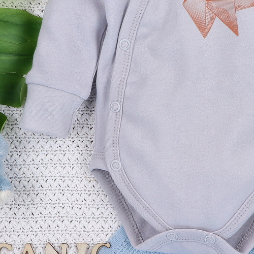 Body kopertowe z bawełny organicznej Fun Origami Nini szary