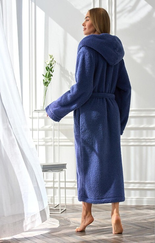 Heaven 2556 L&L navy – długi szlafrok damski z kapturem