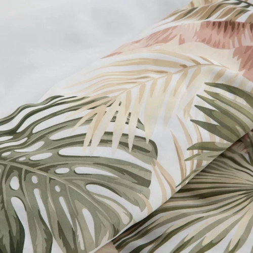 Pościel satynowa Spring 29 Kwiaty  Eurofirany biały/zielony 